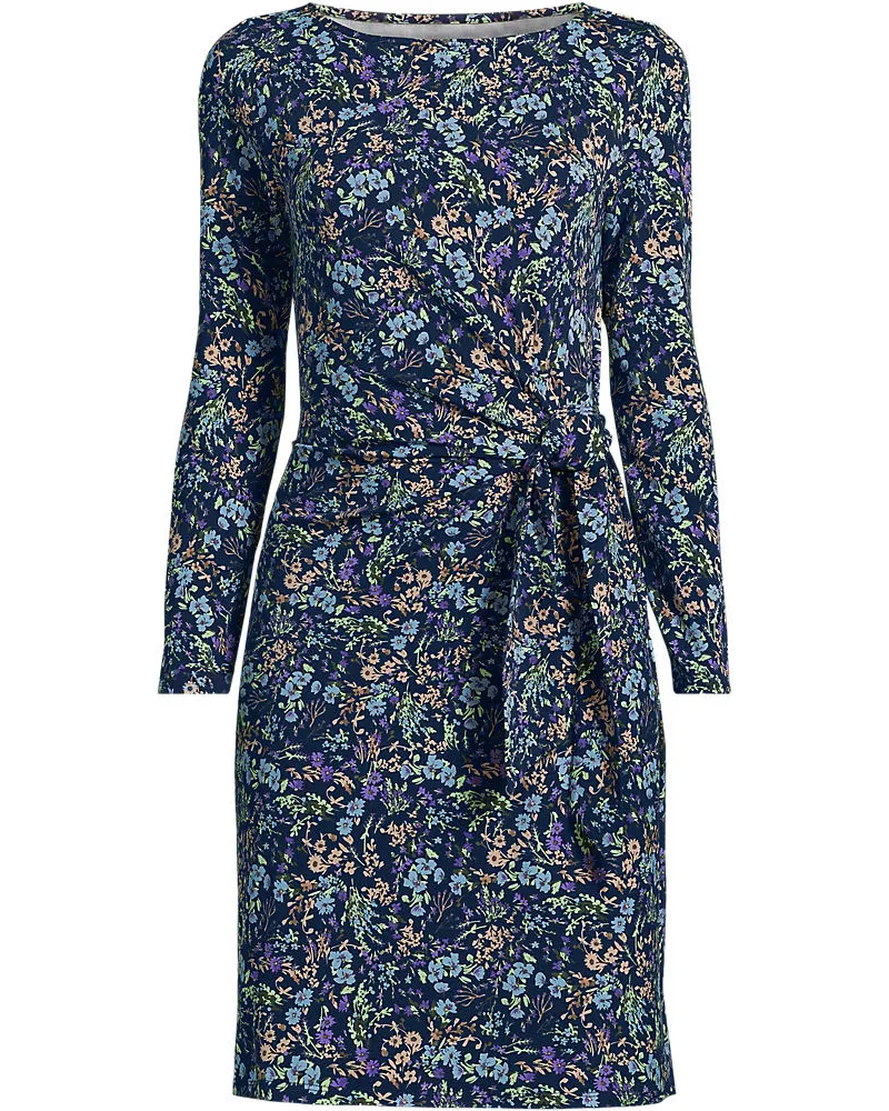 Lands' End Baumwolle/Modal-Kleid mit Zierschleife, Damen, Größe regular, Blau, Baumwolle Modal, by Blau