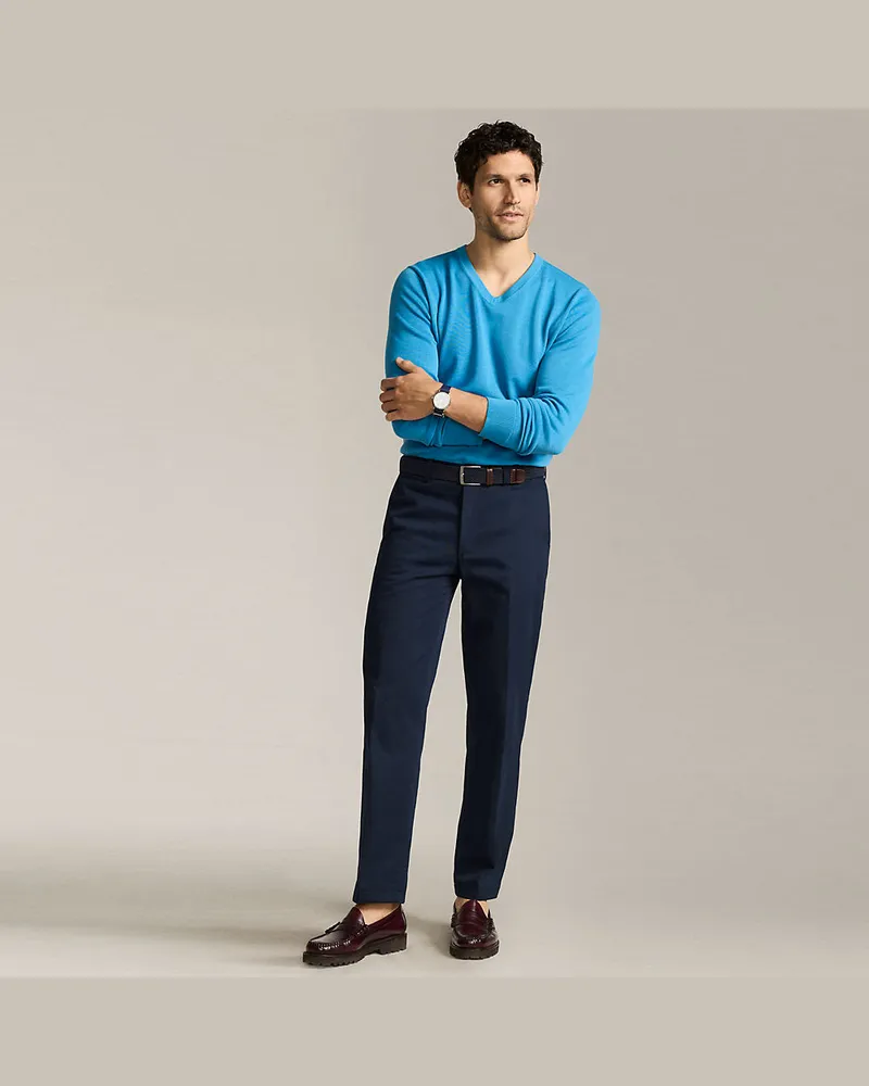Lands' End Bügelleichte Chinos mit Komfortbund, Herren, Größe regular, Blau, Baumwolle, by Blau