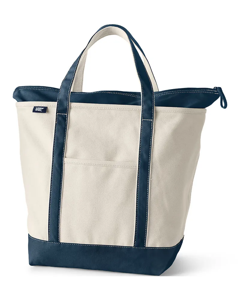 Lands' End Große Canvastasche mit Reißverschluss, Damen, Größe:null regular, Weiß, Baumwolle, by Weiß