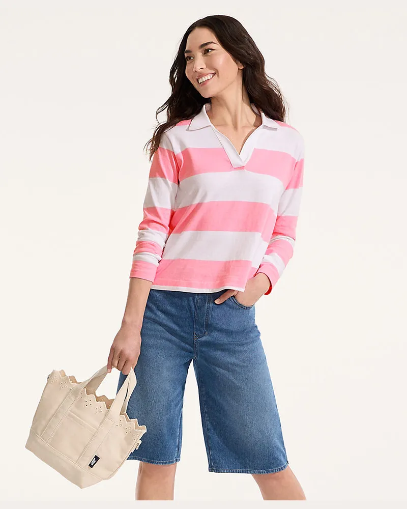 Lands' End Starfish Knit Denim Bermuda-Shorts 30 cm, Damen, Größe regular, Blau, Baumwoll-Mischung/Polyester-Mischung, by Blau