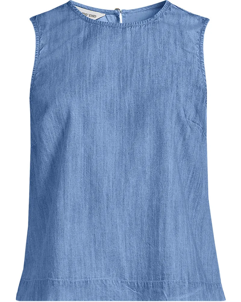 Lands' End Ärmelloses Top aus Lyocell-Mix, Damen, Größe plus, Blau, Baumwolle/Lyocell (Viskose), by Blau