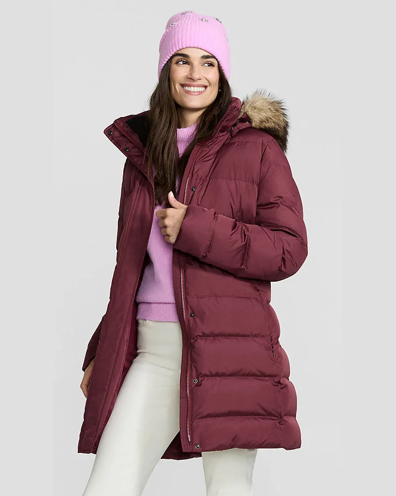Lands' End Daunenmantel mit Kapuze, Damen, Größe regular, Rot, Polyester, by Rot