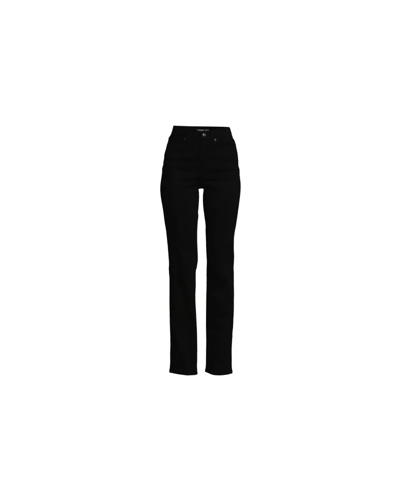 Lands' End Schwarze Straight Fit Jeans High Waist, Damen, Größe plus, Schwarz, Elasthan/Baumwoll-Mischung/Polyester-Mischung, by Schwarz