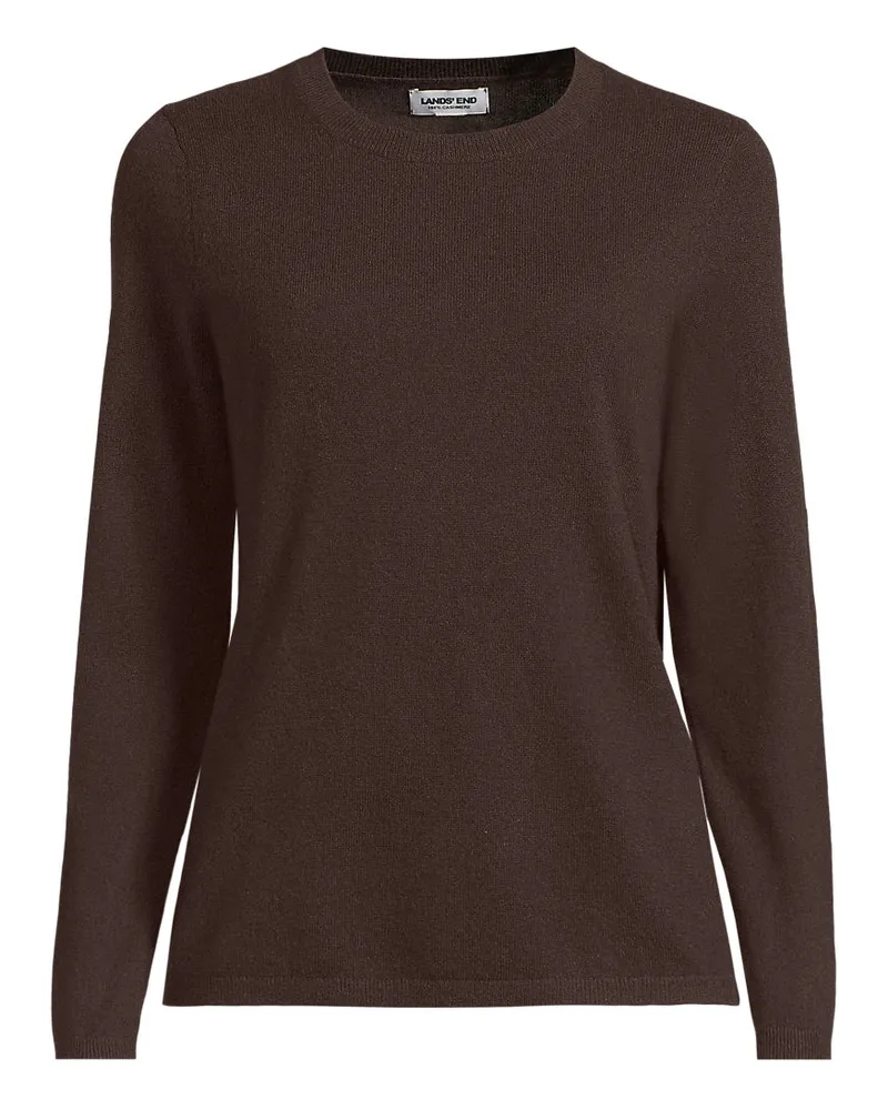 Lands' End Kaschmir-Pullover mit rundem Ausschnitt, Damen, Größe petite, Braun, Kaschmir, by Braun
