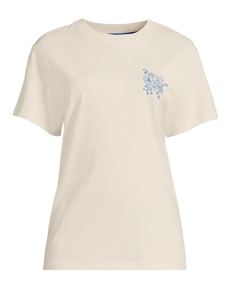 Lands' End Grafik-Shirt, Damen, Größe plus, Weiß, Baumwolle, by Weiß