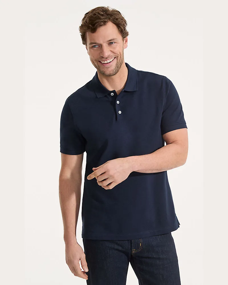Lands' End Performance Piqué-Poloshirt, Herren, Größe regular, Blau, Baumwoll-Mischung, by Blau