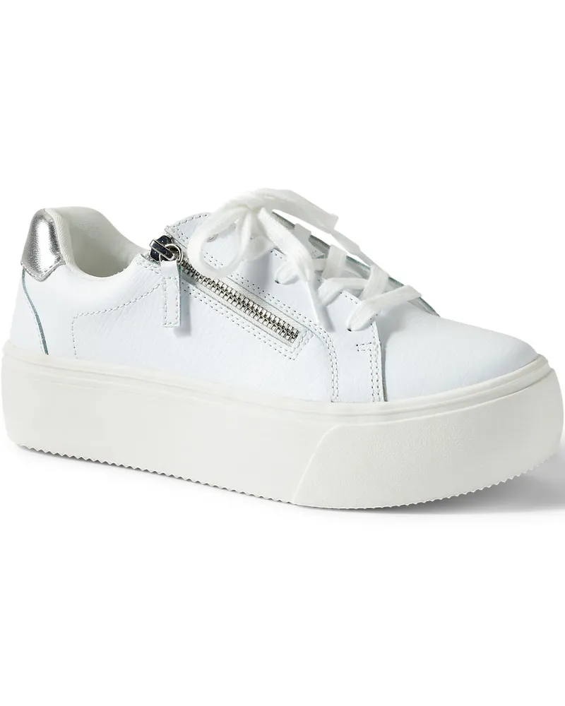 Lands' End Plateau-Sneaker mit Reißverschluss, Damen, Größe regular, Weiß, Leder, by Weiß