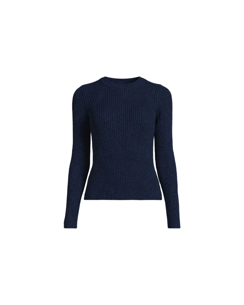 Lands' End Rippstrick-Pullover aus Baumwollmix, Damen, Größe:40-42 regular, Blau, Polyacryl/Viskose/Baumwoll-Mischung, by Blau
