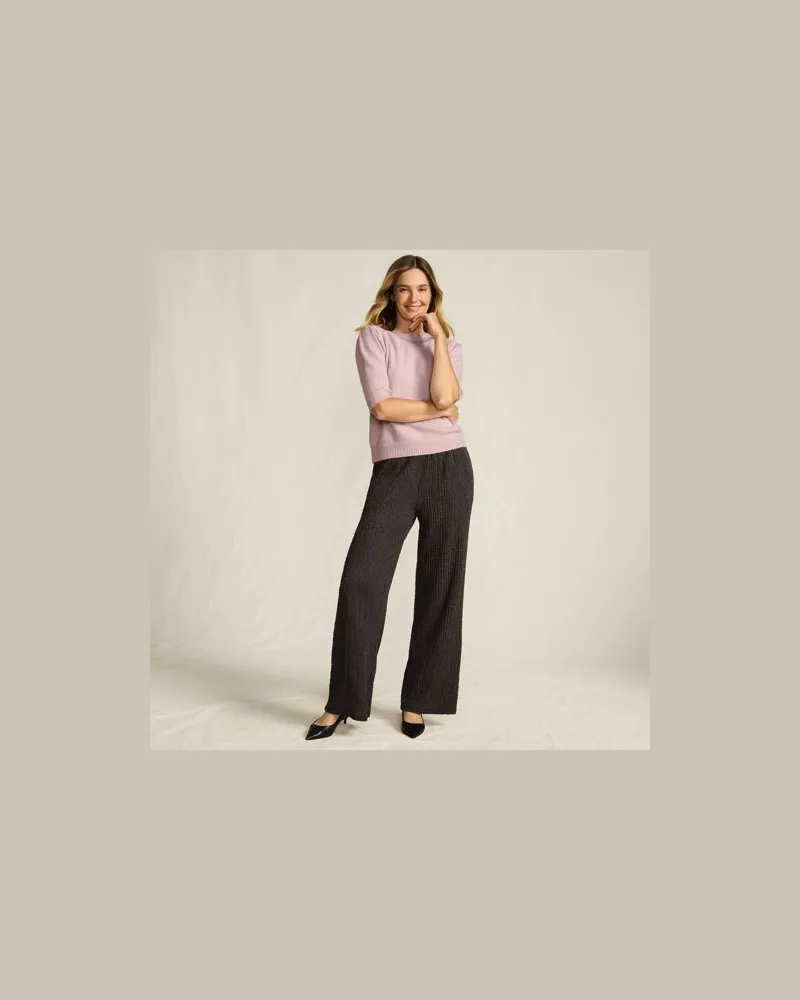 Lands' End Crinkle-Jerseyhose mit weitem Bein, Damen, Größe:44-46 petite, Braun, Polyester/Viskose/Polyester-Mischung, by Braun