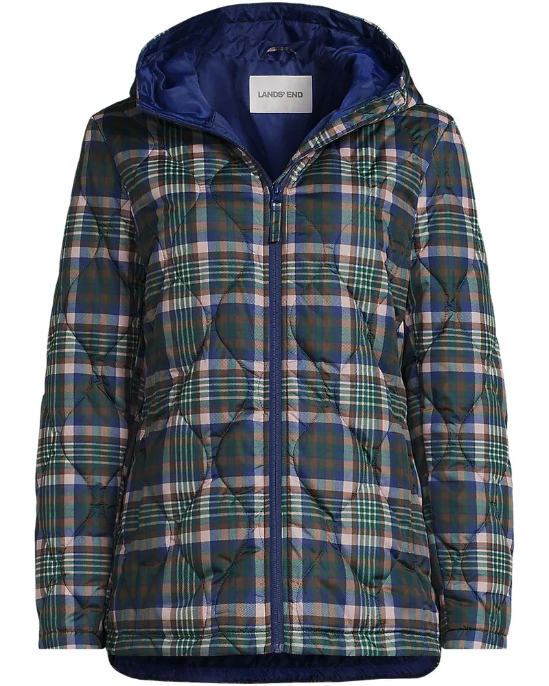 Lands' End Gemusterte Featherfree™ Steppjacke mit Kapuze, Damen, Größe plus, Braun, Polyester, by Braun