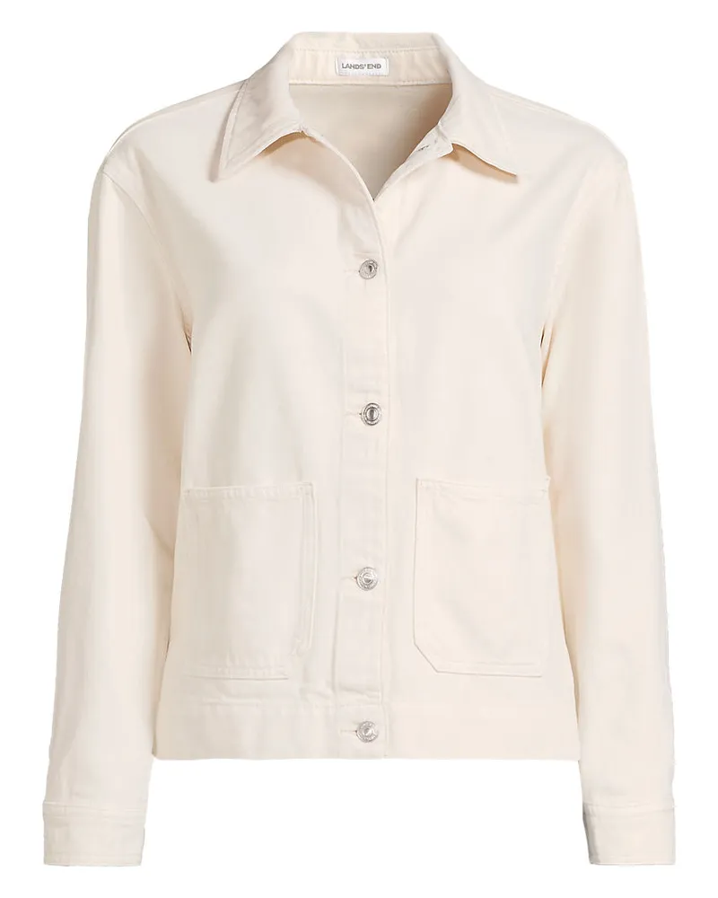 Lands' End Soft Comfort Jeansjacke im Leinenmix, Damen, Größe petite, Weiß, by Weiß
