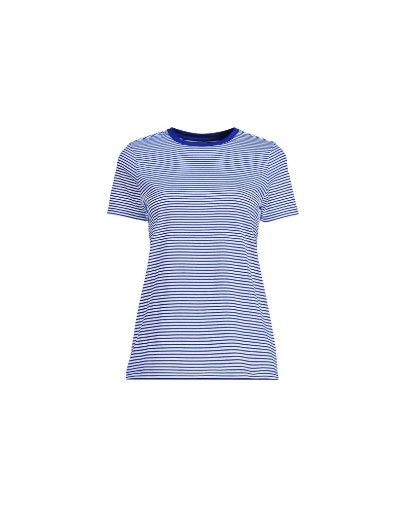Lands' End Supima Kurzarm-Shirt mit rundem Ausschnitt, Damen, Größe plus, Blau, Baumwolle, by Blau