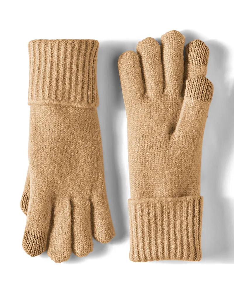 Lands' End CashTouch Strickhandschuhe, Damen, Größe regular, Beige, Polyacryl/Nylon-Mischung, by Beige