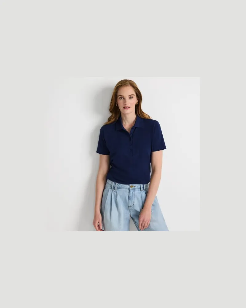 Lands' End Piqué-Poloshirt, Damen, Größe:32-34 regular, Blau, Baumwolle, by Blau