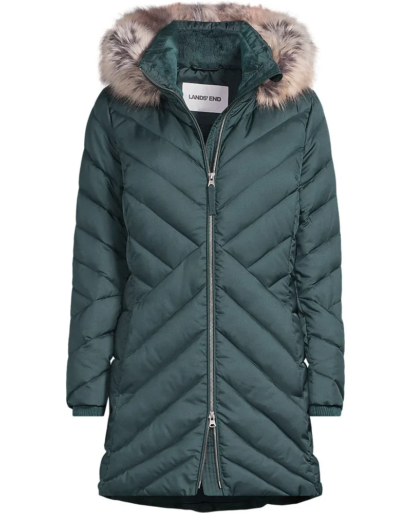 Lands' End Isolierter FeatherFreeâ„¢ Kapuzenmantel mit Webpelzfutter, Damen, GrÃ¶ÃŸe plus, GrÃ¼n, Polyester/Nylon, by Grã¼n