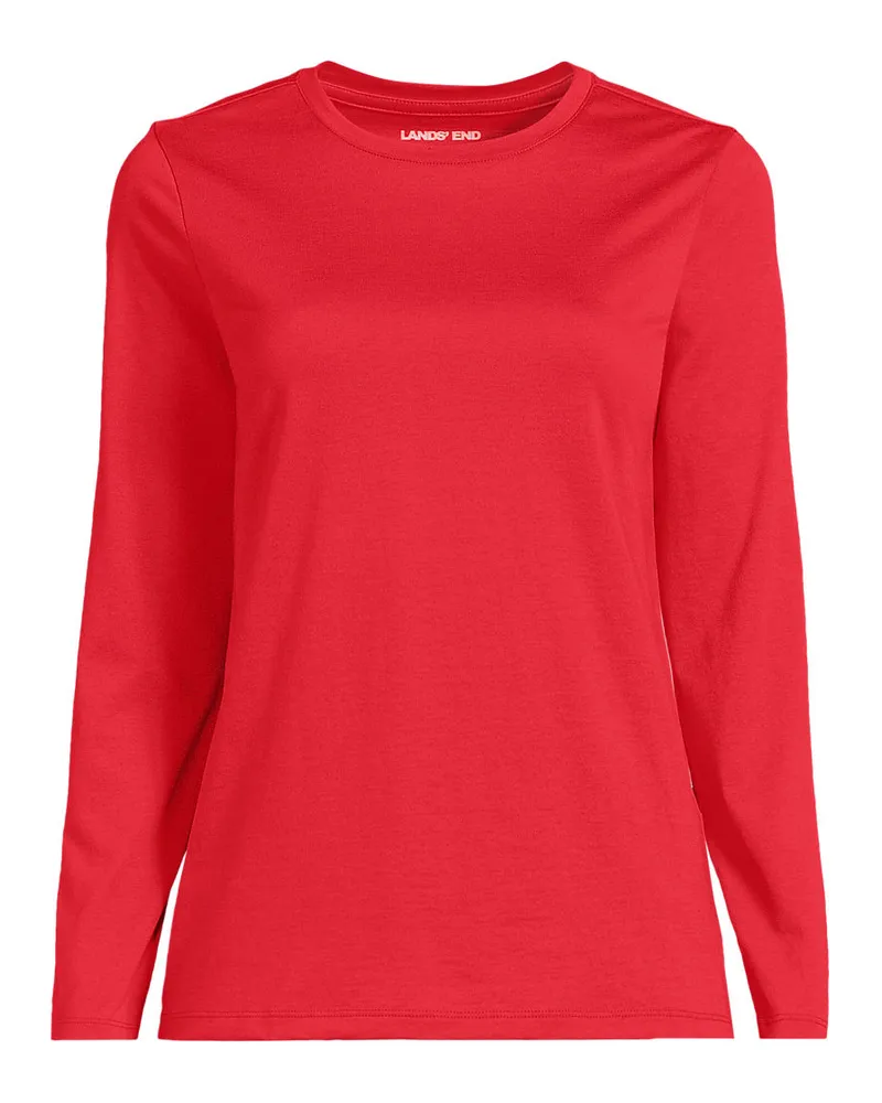 Lands' End Supima-Shirt, Langarm, Damen, Größe plus, Rot, Baumwolle, by Rot
