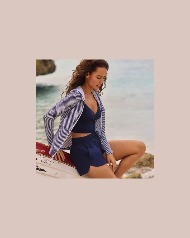 Lands' End Verstaubare Badeshorts, Damen, Größe regular, Blau, by Blau