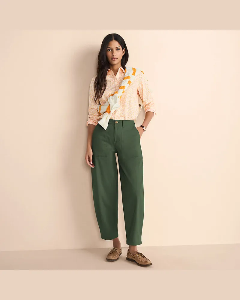 Lands' End Barrel-Chinos High Waist, Damen, Größe regular, Grün, Baumwolle/Elasthan, by Grün