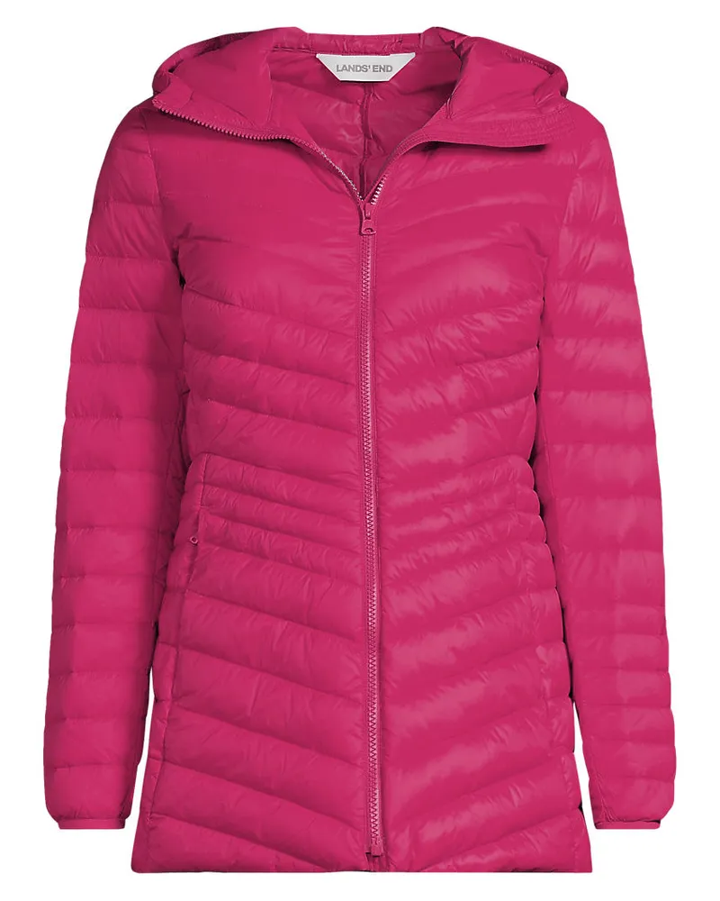 Lands' End Daunenjacke WANDERWEIGHT Verstaubar Ultraleicht mit Kapuze, Damen, Größe plus, Pink, Nylon/Daunen, by Pink