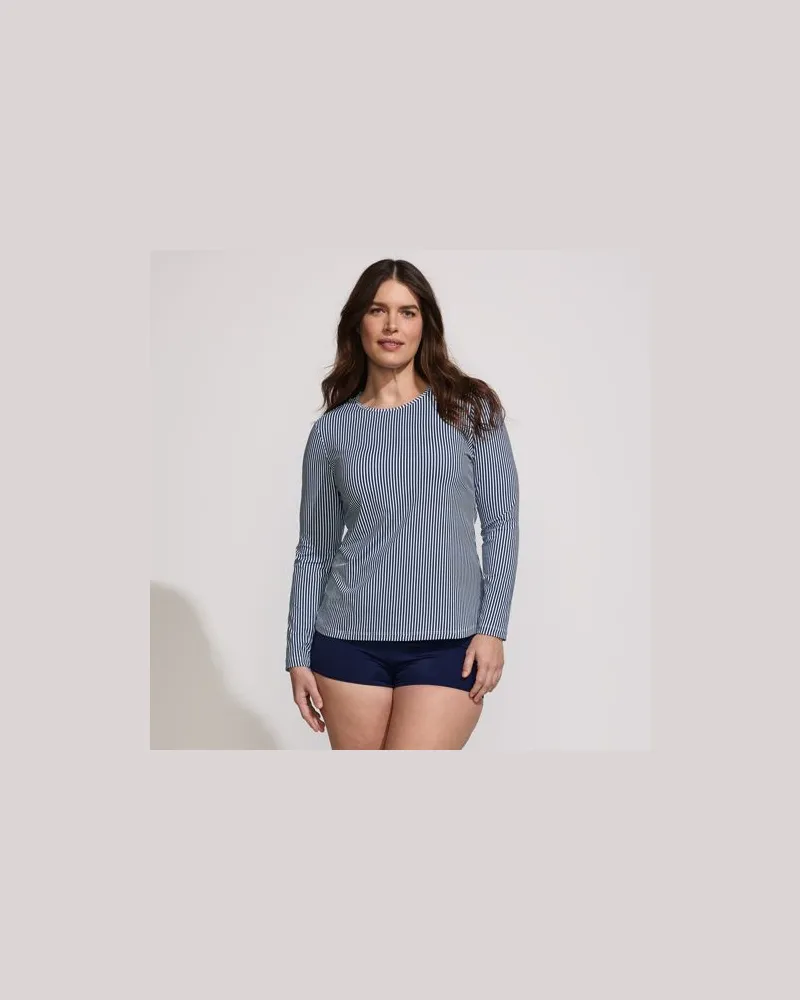 Lands' End Schnelltrocknendes UPF 50 Sonnenschutz-Badeshirt, Damen, Größe plus, Blau, Nylon-Mischung, by Blau