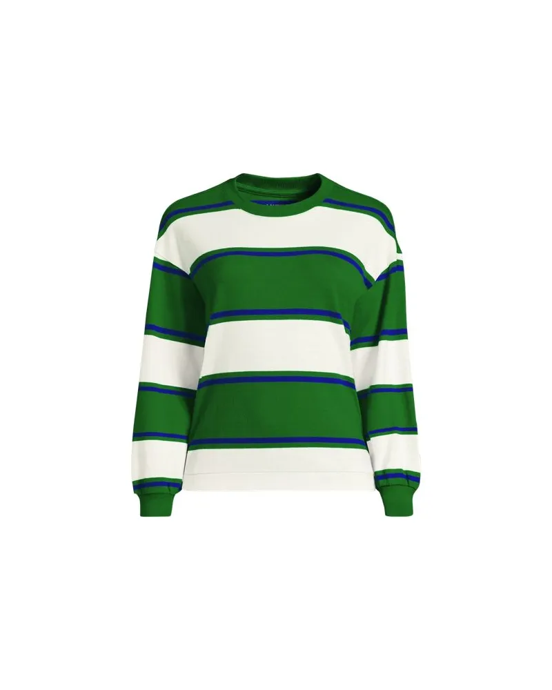 Lands' End Jersey-Shirt mit langen Ärmeln, Damen, Größe petite, Grün, Baumwolle, by Grün