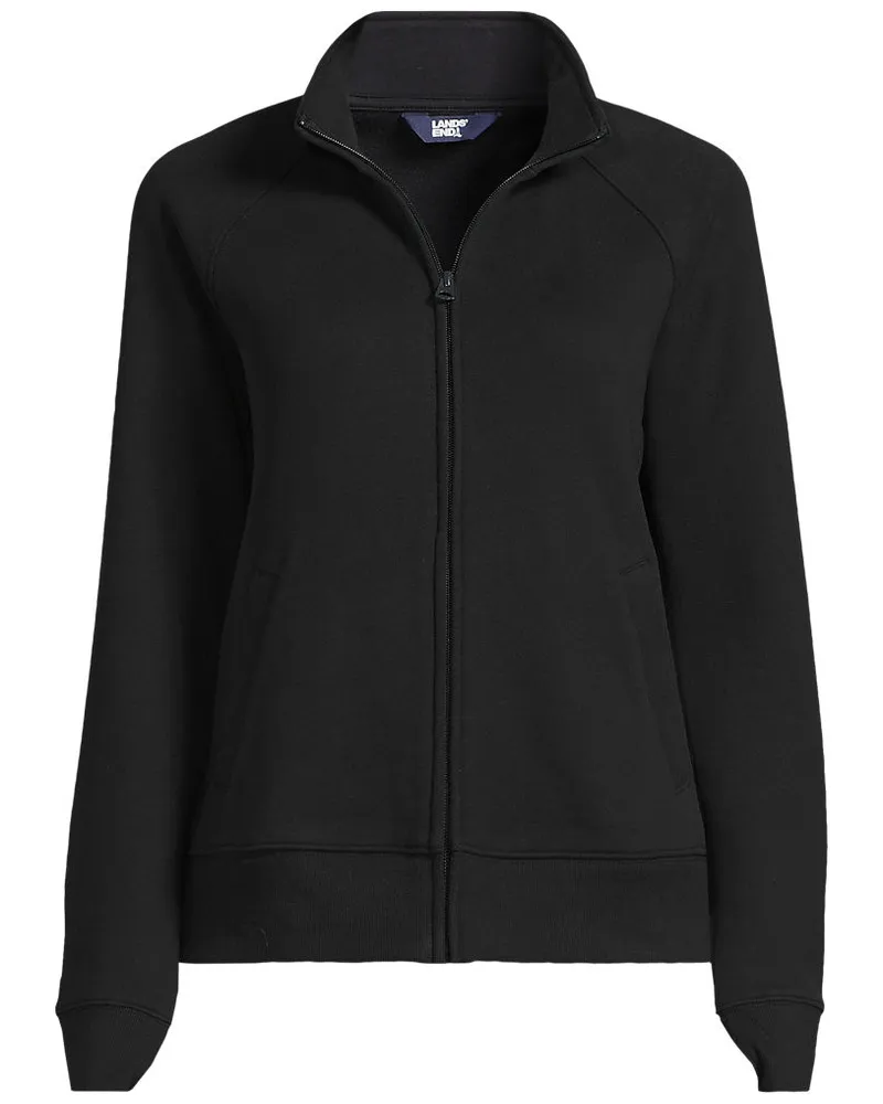 Lands' End Serious Sweats Reißverschluss-Jacke, Damen, Größe regular, Schwarz, Baumwoll-Mischung/Polyester-Mischung, by Schwarz