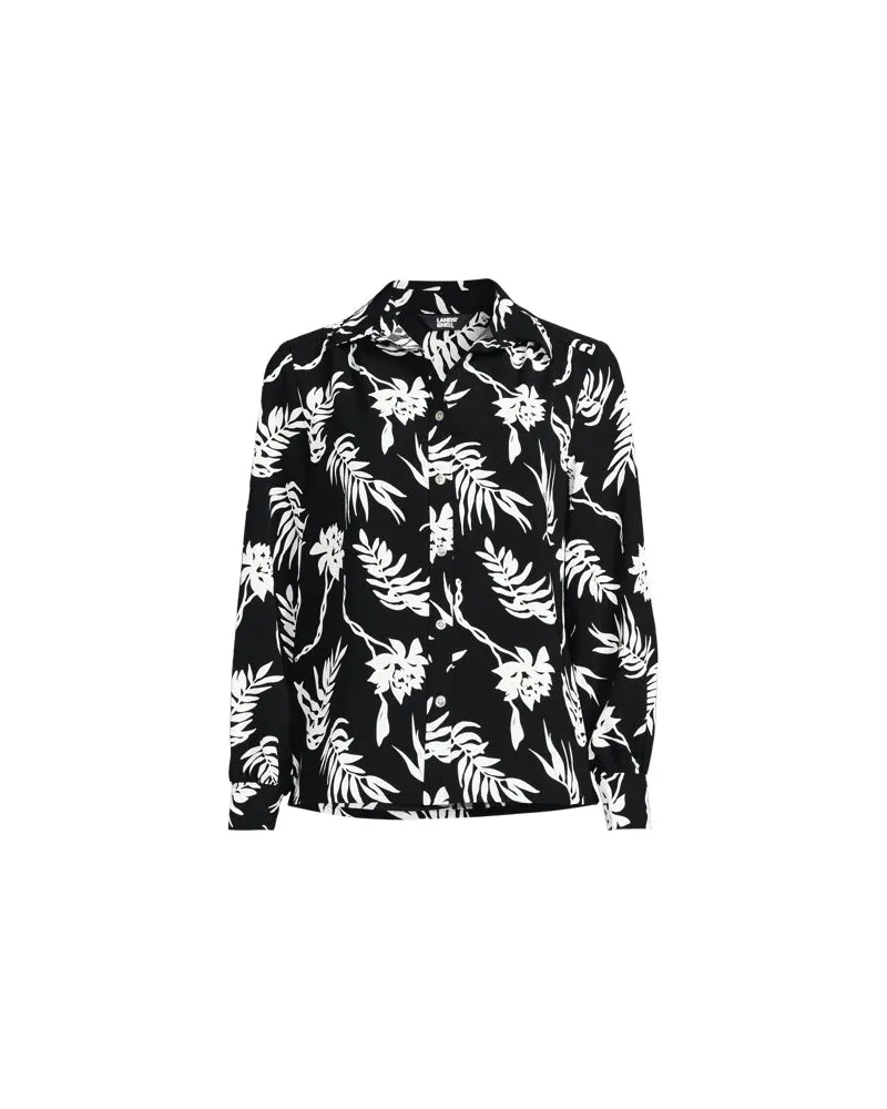 Lands' End Creaseless Hemdbluse, Damen, Größe plus, Schwarz, Polyester, by Schwarz