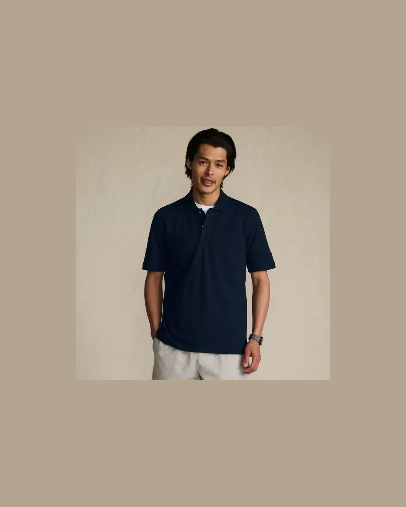 Lands' End Komfort-Piqué-Polo mit Stretch, Classic Fit, Herren, Größe:60 tall, Blau, Baumwolle/Elasthan, by Blau