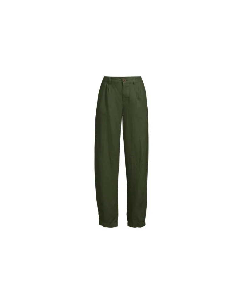 Lands' End Leinen-Barrelhose mit Bundfalten, Damen, Größe:34 regular, Grün, Leinen, by Grün
