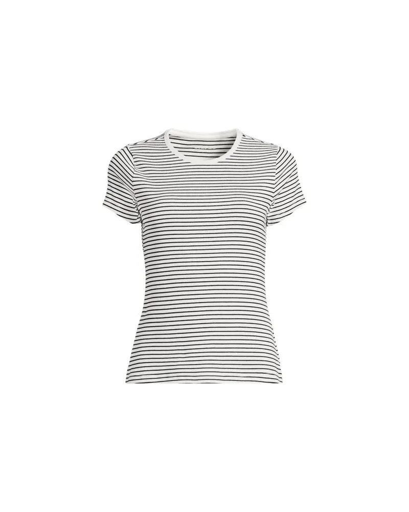 Lands' End Rippshirt mit kurzen Ärmeln, Damen, Größe regular, Weiß, Elasthan/Baumwoll-Mischung, by Weiß