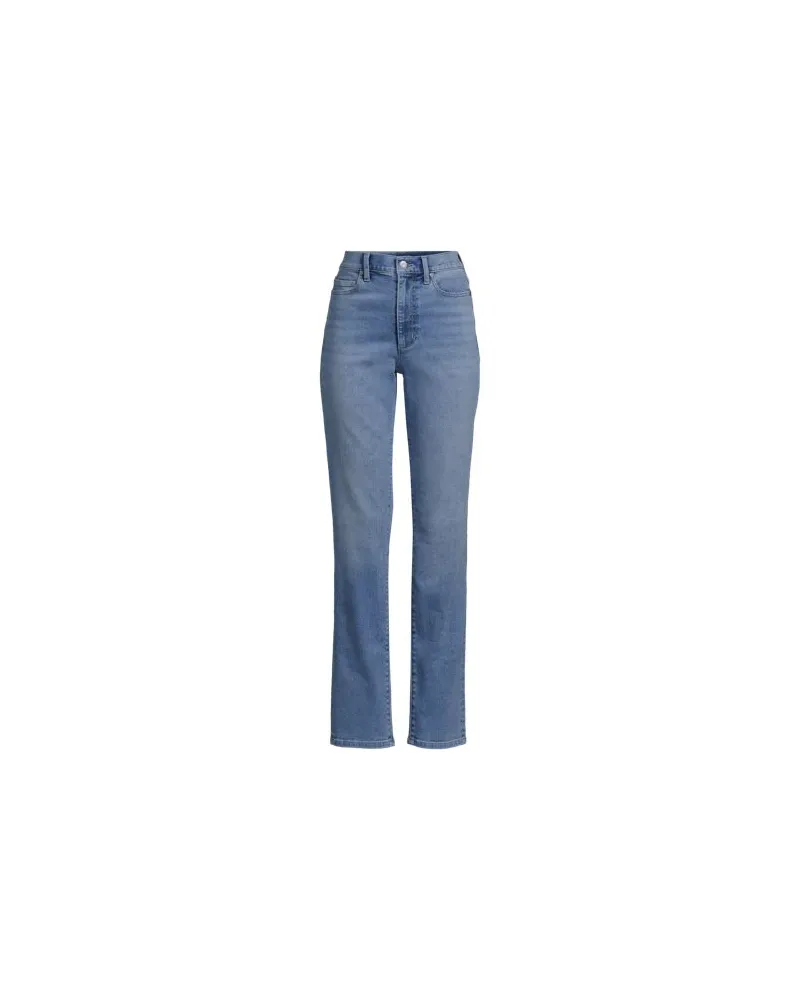 Lands' End Straight Fit Recover High Waist Jeans, Damen, Größe plus, Blau, Baumwoll-Mischung, by Blau