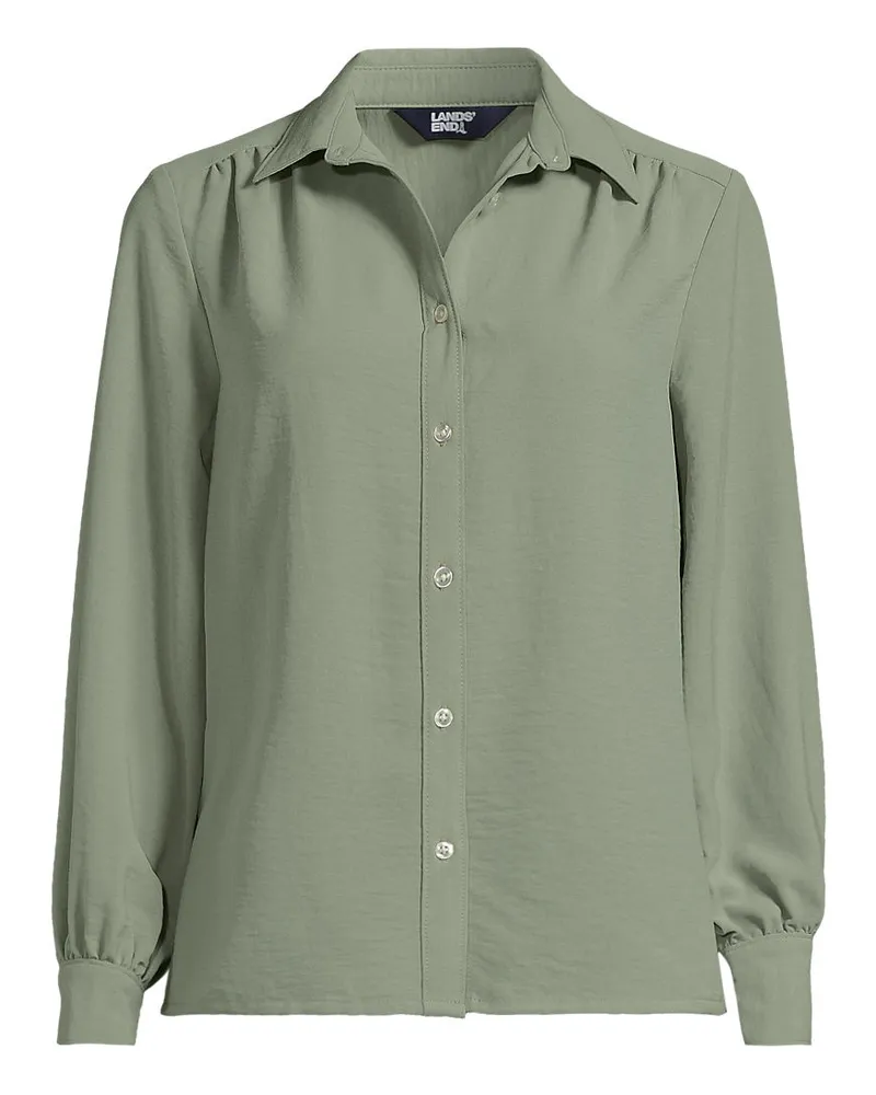 Lands' End Creaseless Hemdbluse, Damen, Größe plus, Grün, Polyester, by Grün
