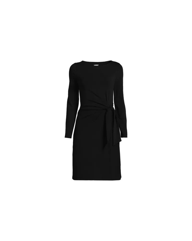 Lands' End Baumwolle/Modal-Kleid mit Zierschleife, Damen, Größe:40-42 regular, Schwarz, Baumwolle Modal, by Schwarz