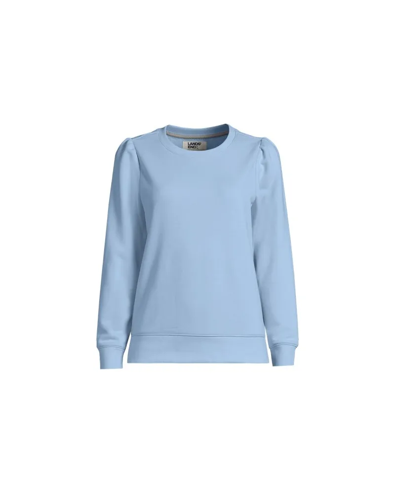 Lands' End Sweatshirt SERIOUS SWEATS mit Puffärmeln, Damen, Größe plus, Blau, Baumwoll-Mischung/Polyester-Mischung, by Blau