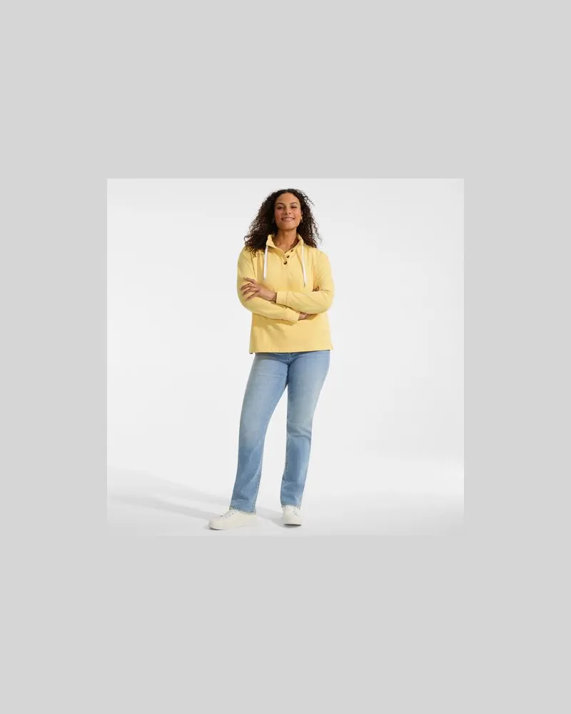 Lands' End Pullover SERIOUS SWEATS mit Knopfleiste, Damen, Größe plus, Gelb, Baumwoll-Mischung/Polyester-Mischung, by Gelb