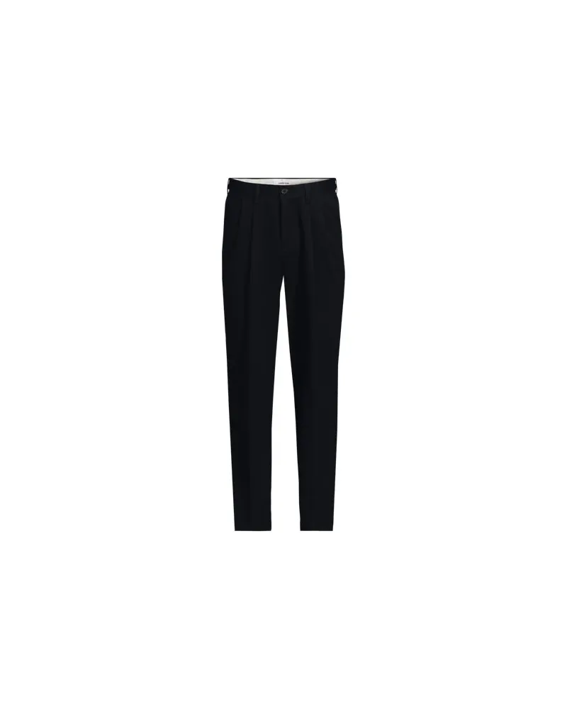 Lands' End Bügelleichte Chinohose mit Bundfalten, Komfortbund, Classic Fit, Herren, Größe regular, Schwarz, by Schwarz