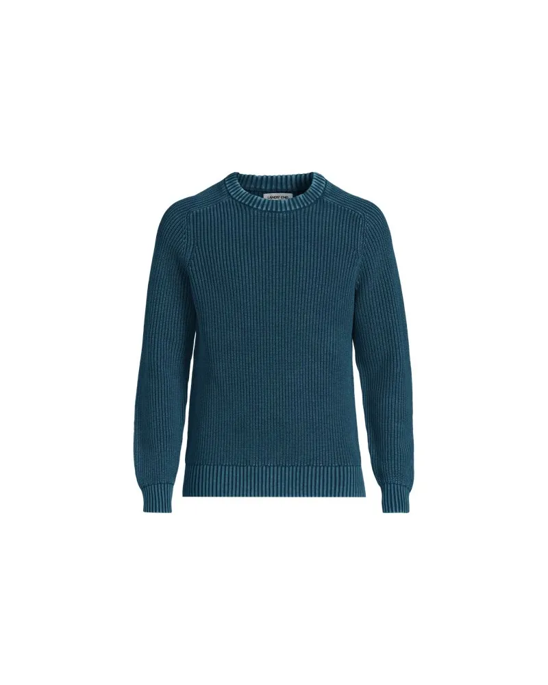 Lands' End DRIFTER Pullover im Shaker-Rippstrick, Herren, Größe:48-50 regular, Blau, Baumwolle, by Blau
