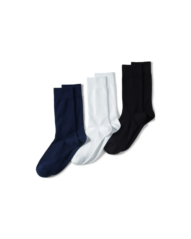 Lands' End Baumwollsocken (3er-Set), Herren, Größe regular, Weiß, Baumwoll-Mischung, by Weiß