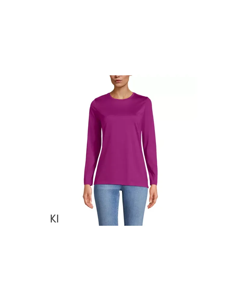 Lands' End Supima-Shirt, Langarm, Damen, Größe petite, Pink, Baumwolle, by Pink