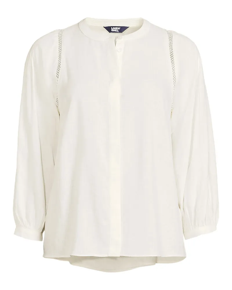 Lands' End Bluse im Leinenmix, Damen, Größe regular, Weiß, Leinen/Viskose, by Weiß