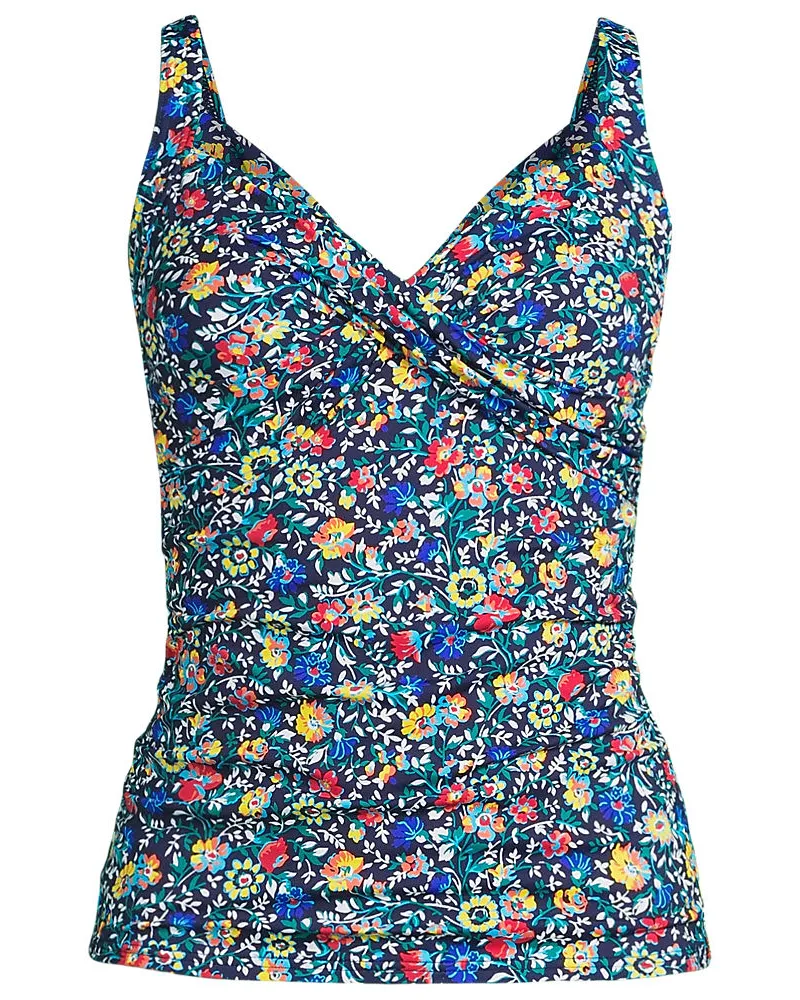 Lands' End Tankinitop CHLORRESISTENT mit V-Ausschnitt Gemustert, Damen, Größe:34 regular, Blau, Nylon-Mischung, by Blau