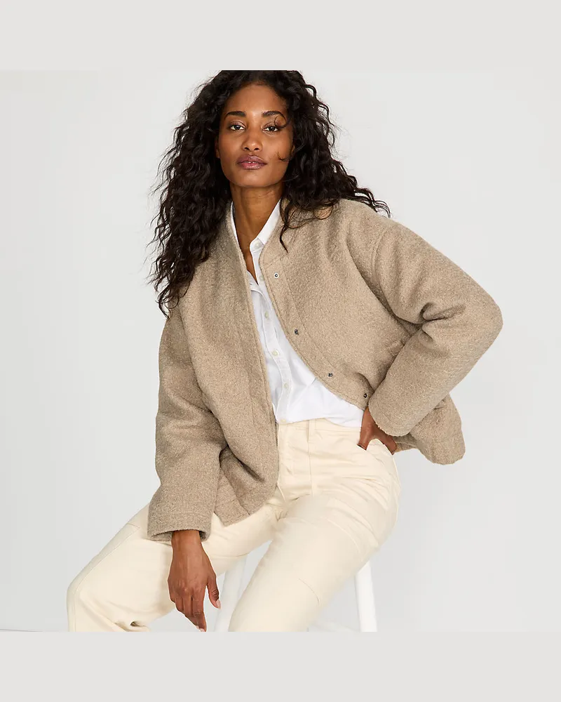 Lands' End Fleecejacke in Curly-Optik, Damen, Größe regular, Beige, Polyester, by Beige