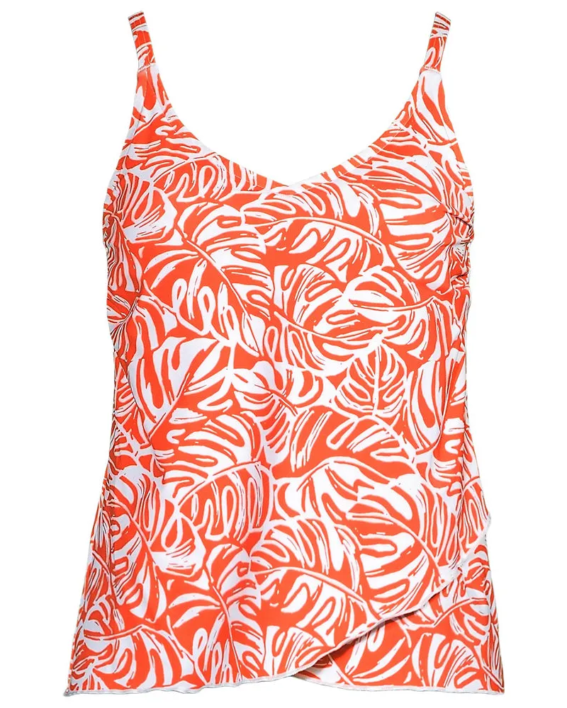 Lands' End Tankinitop mit Tulpensaum chlorresistent, Damen, Größe regular, Orange, Nylon-Mischung, by Orange