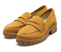 Leder-Pennyloafer mit Chunky Sohle, Damen, Größe regular, Braun, Leder, by
