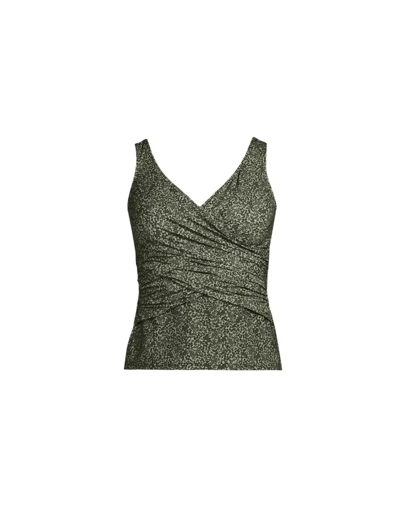 Lands' End Tankini-Top mit Wickelfront Slender, Damen, Größe plus, Grün, Elasthan/Nylon-Mischung, by Grün