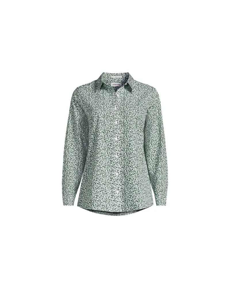 Lands' End Bügelfreie Baumwoll-Bluse, Damen, Größe plus, Grün, Baumwolle, by Grün