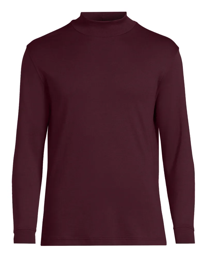 Lands' End Supima Stehbundshirt, Classic Fit, Herren, Größe regular, Rot, Baumwolle, by Rot