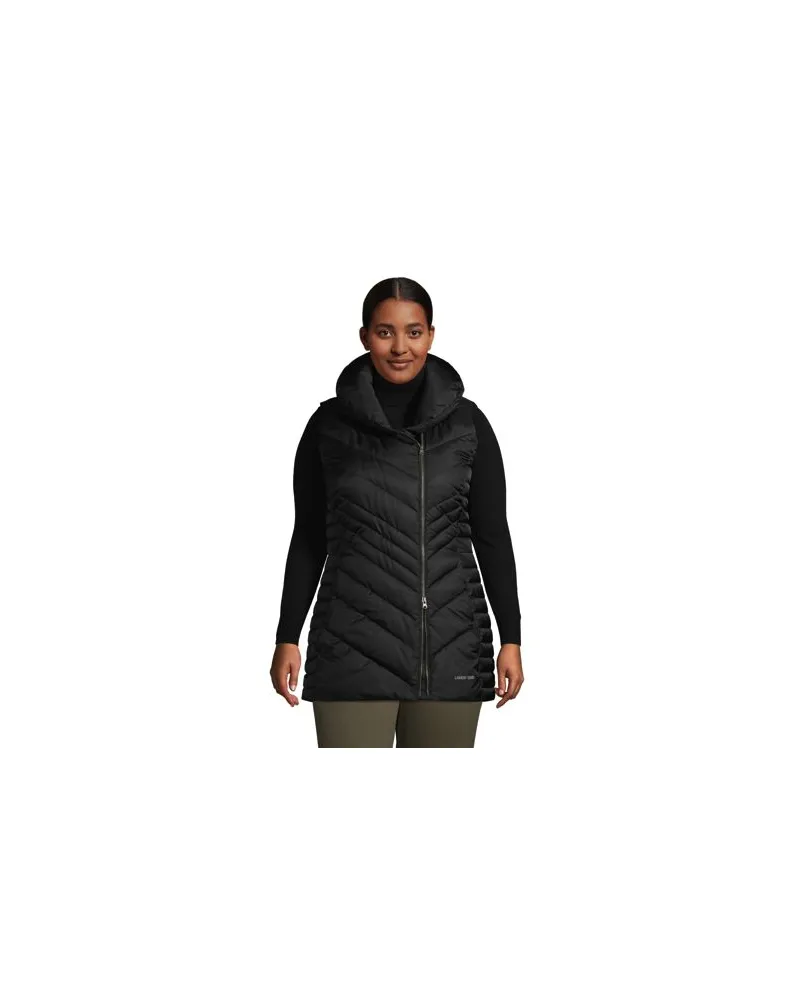 Lands' End Steppweste THERMOPLUME mit Webpelzfutter, Damen, Größe plus, Schwarz, Polyester, by Schwarz