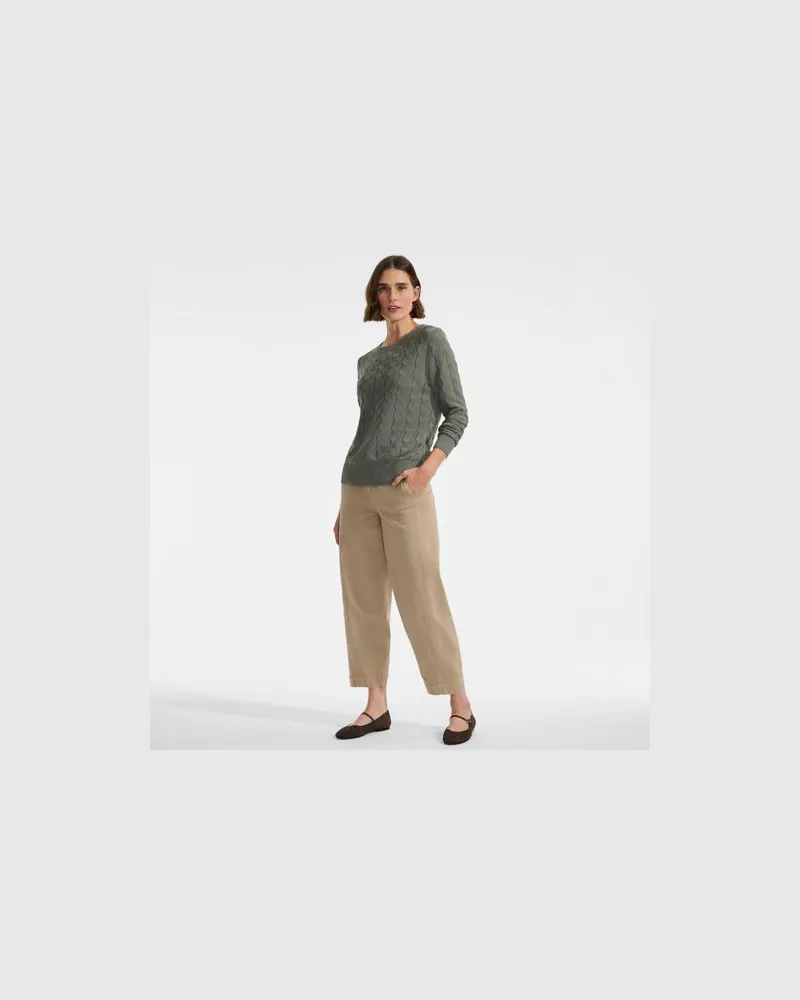 Lands' End Barrel-Chinos High Waist aus Lyocell-Mix, Damen, Größe petite, Braun, Baumwolle/Baumwoll-Mischung, by Braun