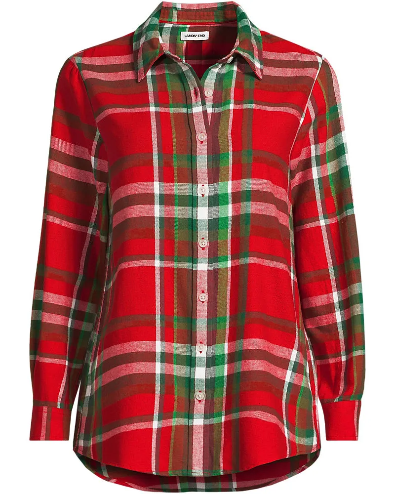 Lands' End Boyfriend-Bluse aus Flanell, Damen, Größe plus, Rot, Baumwolle, by Rot